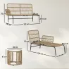 Conjunto de Muebles de Jardín Exterior de Ratán con Sofá de 2 Plazas Chaise Longue Cojines y Mesa Auxiliar Crema - Ogal.Es