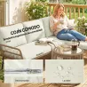 Conjunto de Muebles de Jardín Exterior de Ratán con Sofá de 2 Plazas Chaise Longue Cojines y Mesa Auxiliar Crema - Ogal.Es