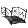 Puente de Jardín Metálico 1,2 m Puente Decorativo para Estanques con Barandillas de Seguridad y Diseño de Hojas ... - Ogal.Es