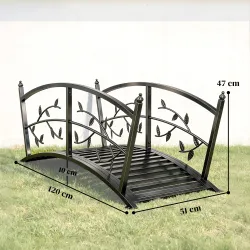 Puente de Jardín Metálico 1,2 m Puente Decorativo para Estanques con Barandillas de Seguridad y Diseño de Hojas ... - Ogal.Es