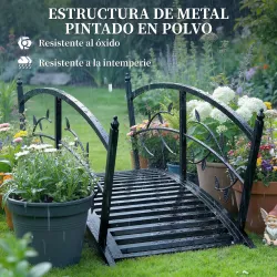 Puente de Jardín Metálico 1,2 m Puente Decorativo para Estanques con Barandillas de Seguridad y Diseño de Hojas ... - Ogal.Es