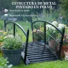 Puente de Jardín Metálico 1,2 m Puente Decorativo para Estanques con Barandillas de Seguridad y Diseño de Hojas ... - Ogal.Es