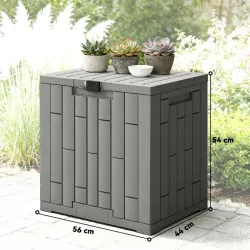 Arcón Exterior Capacidad 114L Baúl de Almacenaje Exterior Resistente al Agua y a los Rayos UV con Cerradura Gris - Ogal.Es