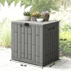 Arcón Exterior Capacidad 114L Baúl de Almacenaje Exterior Resistente al Agua y a los Rayos UV con Cerradura Gris - Ogal.Es