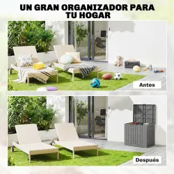 Arcón Exterior Capacidad 114L Baúl de Almacenaje Exterior Resistente al Agua y a los Rayos UV con Cerradura Gris - Ogal.Es