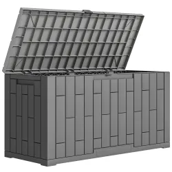 Arcón Exterior Capacidad 227L Baúl de Almacenaje Exterior Resistente al Agua y a los Rayos UV con Cerradura Gris - Ogal.Es