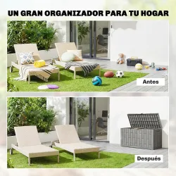 Arcón Exterior Capacidad 227L Baúl de Almacenaje Exterior Resistente al Agua y a los Rayos UV con Cerradura Gris - Ogal.Es