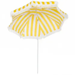Sombrilla de Playa con Flecos Ø180 cm Sombrilla de Terraza Exterior Altura Ajustable Inclinación 30° Amarillo y ... - Ogal.Es