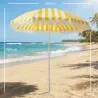 Sombrilla de Playa con Flecos Ø180 cm Sombrilla de Terraza Exterior Altura Ajustable Inclinación 30° Amarillo y ... - Ogal.Es