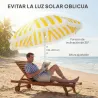 Sombrilla de Playa con Flecos Ø180 cm Sombrilla de Terraza Exterior Altura Ajustable Inclinación 30° Amarillo y ... - Ogal.Es
