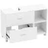 Mueble Bajo Lavabo Mueble de Baño con 2 Cajones y 2 Estantes Abiertos para Lavabo sin Pedestal 90x30x60 cm Blanco - Ogal.Es