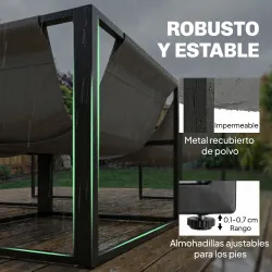 Conjunto de Jardín Exterior con Cojines Gruesos 2 Sofás de 2 Plazas Sofá de Esquina y Mesa de Centro de Vidrio Gris - Ogal.Es
