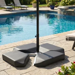 Base para Sombrilla de 4 Piezas, para Cantilever Soporte para Parasol de HDPE Rellenable con Agua 77 kg o Arena ... - Ogal.Es