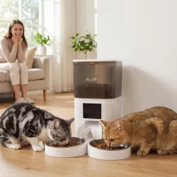 Comedero Automático 6L WiFi 2.4G con Control App 2 Cuencos Programable 1-10 Comidas Grabadora Voz 10s Fácil de L... - Ogal.Es