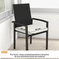 Juego de Cojines para Sillas de Comedor 46x42x7 cm 6 Piezas con Funda Lavable y Lazos, Impermeable y Anti-UV Crema - Ogal.Es