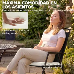 Juego de Cojines para Sillas de Comedor 46x42x7 cm 6 Piezas con Funda Lavable y Lazos, Impermeable y Anti-UV Crema - Ogal.Es
