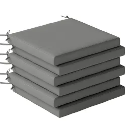 Juego de Cojines para Sillas de Comedor 46x42x7 cm 6 Piezas con Funda Lavable y Lazos Impermeable Anti-UV Gris O... - Ogal.Es