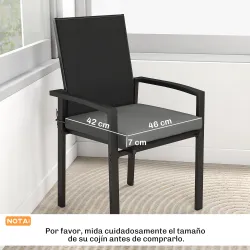 Juego de Cojines para Sillas de Comedor 46x42x7 cm 6 Piezas con Funda Lavable y Lazos Impermeable Anti-UV Gris O... - Ogal.Es