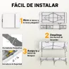 Conjunto de Camping Plegable de Mesa y Bancos Asas para Exterior 180x74x74 cm y 182x28x42 cm Blanco - Ogal.Es