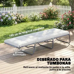 Cojín para Banco Exterior con Correas de Sujeción Protección UV50+ Rebote Lento Interior Exterior 198x65x13 cm C... - Ogal.Es
