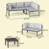 Conjunto de Jardín Exterior con Cojines 2 Sofás de 2 Plazas Reposabrazos Ajustables y Mesa de Centro de Listones... - Ogal.Es