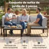 Conjunto de Jardín Exterior con Cojines 2 Sofás de 2 Plazas Reposabrazos Ajustables y Mesa de Centro de Listones... - Ogal.Es