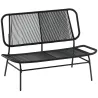 Banco Exterior de Ratán de 2 Plazas con Asiento y Respaldo Tejidos de Ratán Estructura de Acero Carga 240 kg Negro - Ogal.Es