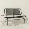 Banco Exterior de Ratán de 2 Plazas con Asiento y Respaldo Tejidos de Ratán Estructura de Acero Carga 240 kg Negro - Ogal.Es