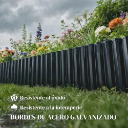 Valla de Jardín Metálica 650x20 cm de Acero Galvanizado Resistente para Huerto Patio Terraza Césped Gris Oscuro - Ogal.Es