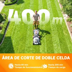Cortacésped a Batería Inalámbrico 18V con 2 Baterías de 4Ah Ancho de Corte de 34 cm y Función de Mulching Motor ... - Ogal.Es