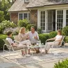 Conjunto Jardín Exterior de 4 Piezas con Sofá de 2 Plazas 2 Sillones Mesa de Vidrio Templado Tela Textilene Caqui - Ogal.Es
