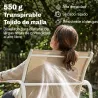 Conjunto Jardín Exterior de 4 Piezas con Sofá de 2 Plazas 2 Sillones Mesa de Vidrio Templado Tela Textilene Caqui - Ogal.Es