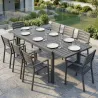 Mesa de Jardín Extensible 150/225x85x75 cm Mesa de Comedor de Aluminio con Tablero de Listones para 6-8 Personas... - Ogal.Es