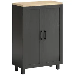 Aparador de Salón Estrecho de 2 Puertas Armario de Cocina con Estante Ajustable para Entrada 60x30x90 cm Negro - Ogal.Es