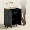 Aparador de Salón Estrecho de 2 Puertas Armario de Cocina con Estante Ajustable para Entrada 60x30x90 cm Negro - Ogal.Es