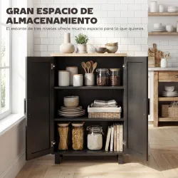 Aparador de Salón Estrecho de 2 Puertas Armario de Cocina con Estante Ajustable para Entrada 60x30x90 cm Negro - Ogal.Es