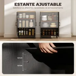 Aparador de Salón Estrecho de 2 Puertas Armario de Cocina con Estante Ajustable para Entrada 60x30x90 cm Negro - Ogal.Es