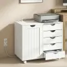 Mueble para Impresora con Estación de Carga y Ruedas 5 Cajones Puertos USB Estante Ajustable Blanco - Ogal.Es