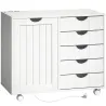 Mueble para Impresora con Estación de Carga y Ruedas 5 Cajones Puertos USB Estante Ajustable Blanco - Ogal.Es