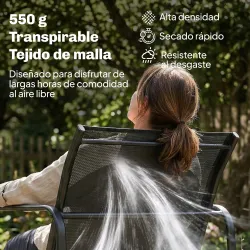 Conjunto Jardín Exterior de 4 Piezas con Sofá de 2 Plazas 2 Sillones Mesa de Vidrio Templado Tela Textilene Gris... - Ogal.Es