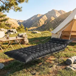 Esterilla de Camping Plegable Portátil con Correas Antideslizante para Cama de Camping Tienda Viajes Negro - Ogal.Es