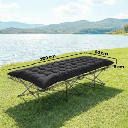 Esterilla de Camping Plegable Portátil con Correas Antideslizante para Cama de Camping Tienda Viajes Negro - Ogal.Es