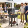 Barbacoa de Carbón con Bandeja y Ventilación Ajustable Estantes Laterales Ruedas Termómetro Tapa y Puerta - Ogal.Es