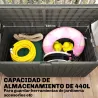 Arcón Exterior Capacidad 440L de Resina Resistente al Agua y a los Rayos UV con Tapa Bloqueable Barras de Gas Café - Ogal.Es