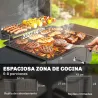 Barbacoa de Carbón con Bandeja y Ventilación Ajustable Estantes Laterales Ruedas Termómetro Tapa y Puerta - Ogal.Es