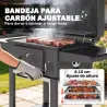 Barbacoa de Carbón con Bandeja y Ventilación Ajustable Estantes Laterales Ruedas Termómetro Tapa y Puerta - Ogal.Es