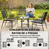 Conjunto de Jardín Exterior de Ratán 4 Piezas Incluye Sofá de 2 Plazas 2 Sillas Mesa de Centro con Tapa Metálica... - Ogal.Es