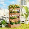 Jardinera de Madera de 4 Niveles Jardinera Elevada Exterior con Orificios de Drenaje Tela no Tejida Marrón - Ogal.Es