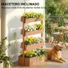 Jardinera de Madera de 4 Niveles Jardinera Elevada Exterior con Orificios de Drenaje Tela no Tejida Marrón - Ogal.Es