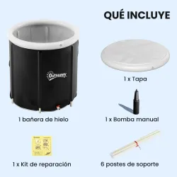 Bañera de Hielo 280L Bañera Hinchable Portátil para Recuperación de Atletas con Cubierta y Bomba Ø78x71 cm - Ogal.Es